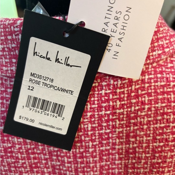 Nicole Miller Pink Tweed Dress with Gold Accents - Picture 10 of 16